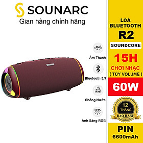 Loa Bluetooth 5.3 Sounarc R2 Công Suất 60W, Chống Nước IPX6, Tích Hợp Pin 6600mAh 15H Chơi Nhạc - Hàng chính hãng