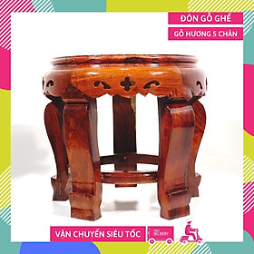 Mua Đôn gỗ ghế tròn uống trà gỗ hương 5 chân đế kê chậu cây cảnh - Cao 30cm  Mặt 30cm