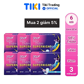 Combo 6 Băng Vệ Sinh Diana Super Night 35cm (Gói 3 Miếng)