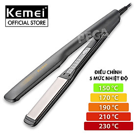 Máy duỗi tóc Kemei KM-2518 điều chỉnh 5 mức nhiệt sử dụng được cho mọi loại tóc - Hàng chính hãng