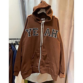 Áo Khoác Nỉ In YEAH Form Unisex Chất Nỉ Bông Nón 2 Lớp, Áo Khoác Hoodie Zip Unisex Nam Nữ, áo khoác bomber nỉ bông nam nữ form rộng ulzzang unisex street style,áo khoác bomber nỉ bông