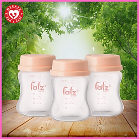 Bộ 3 bình trữ sữa mẹ cổ rông 140ml vừa với máy hút sữa RESONANCE Fatzbaby - Hộp 3 bình hồng