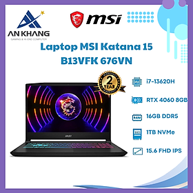 Mua Laptop MSI Katana 15 B13VFK 676VN | CPU i7-13620H | RAM 16GB DDR5 | SSD 1TB PCle | VGA RTX 4060 8GB | 15.6 FHD IPS 144Hz | Win11 - Hàng Chính Hãng - Bảo Hành 24 Tháng