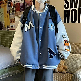 Áo khoác bóng chày phong cách vintage đường phố thời trang 2022 cho nam, Áo Jacket, Áo Khoác Dày Dặn Sành Điệu M Nam, Áo Cardigan Chữ M Thêu Unisex, Áo khoác nỉ Cardigan M nỉ ngoại mềm mịn, áo khoác thời trang nam nữ 