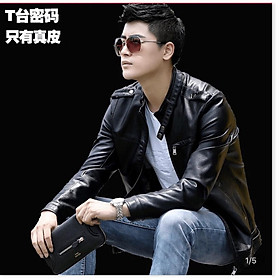 Áo khoác da nam dây kéo đồng da xịn