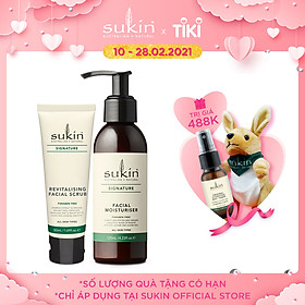 Bộ đôi loại bỏ tế bào chết & dưỡng ẩm da mặt Sukin Signature (Kem tẩy tế bào chết Revitalising Facial Scrub 50ml + Kem Dưỡng Ẩm Facial Moisturiser 125ml)