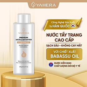 Hình ảnh Nước tẩy trang cao cấp làm sạch sâu YAHERA Premium Cleansing Water làm sạch lớp trang điểm, bụi mịn, bã nhờn 400ml