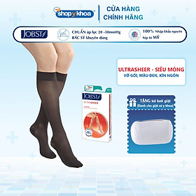 Vớ y khoa gối JOBST UltraSheer - Siêu mỏng, màu đen, kín ngón, 20-30mmHg, giãn tĩnh mạch chân (tất y khoa)
