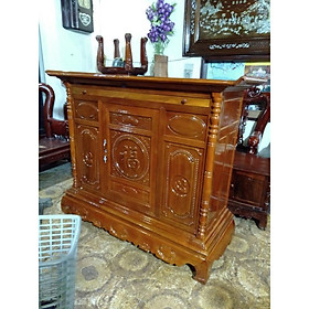 Mua tủ thờ gỗ mít trạm chữ phúc màu cánh gián giá thật