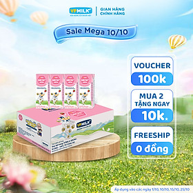 Sữa Tiệt Trùng Có Đường VPMilk Grow+ Vị Dâu Hộp 180ml (Thùng 48 Hộp)