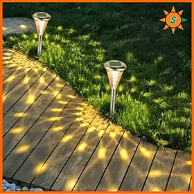 Mua Đèn trang trí sân vườn năng lượng mặt trời ly pha lê vân tổ ong trong suốt chân inox