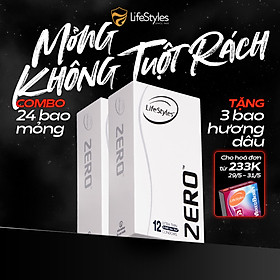 Bộ 2 Hộp Bao Cao Su LifeStyles Zero Super Thin Siêu Mỏng Cao Cấp Hộp 12 bao