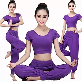 Bộ đồ tập Yoga Alibaba, quần áo tập Yoga Zumba Aerobic cotton lạnh thấm hút mồ hôi hàng cao cấp - Đen,M