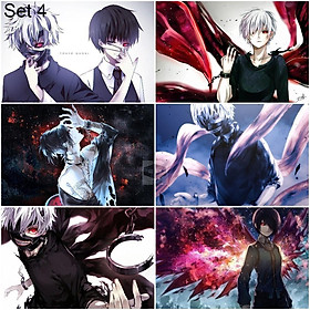 Bộ 6 Áp phích - Poster Anime Tokyo Ghoul - Ngạ Quỷ Vùng Tokyo (bóc dán) - A3,A4,A5