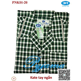 Bộ Pyjama HUONGTAM Kate tay ngắn nam cao cấp(PNK02N14). Chất liệu Kate loại tốt: mềm mại, thoáng mát, không phai màu