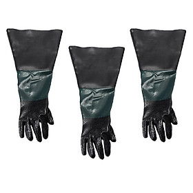 3x 60cm Left Hand Protective Working Gloves for Sand Blaster Blast Cabinet