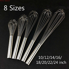 Kích Thước Lớn Hơn Trứng Be Đánh Dài 10/12/14/16/18/20/22/24 Inch đồng Hồ Nam Dây Thép Không Gỉ Tăng Cường Tay Công Cụ Nhà Bếp Nướng 16 Dây