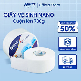 Giấy vệ sinh cuộn lớn 2 lớp mềm mại Nano, cuộn lớn 700g, an toàn tiết kiệm