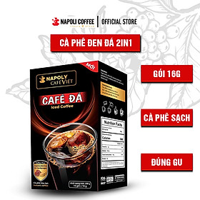 Cà phê hoà tan đen đá 2in1 bổ sung Nấm Linh chi và Đông trùng hạ thảo Napoli Coffee hộp 15 gói x 16gr