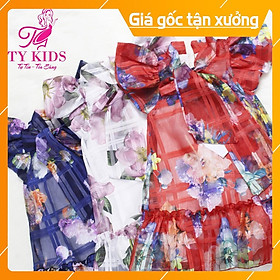 Đầm bé gái in hoa 3D tặng kèm nơ cài tóc Thời trang Ty Kids