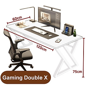 Bàn học, bàn làm việc Gaming chân chữ K cao cấp đầy đủ phụ kiện, Bàn Gaming chân Double X thiết kế hiện đại kiên cố vững chắc 2 màu trắng và đen