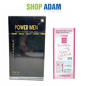 Bao Cao Su Size Nhỏ Có Gai Chống Xuất Tinh Sớm Power Men Tighter Longer Extra Dots (Hộp 12 Chiếc) - Tặng Gel Gói Jex Nhật - Hàng Chính Hãng 100% - Che Tên Sản Phẩm