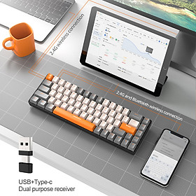 Mua Bàn phím cơ không dây hotswap K68BT trục cơ red switch  blue switch nhỏ gọn phím gõ êm kết nối bluetooth 2.4G dành cho máy tính  điện thoại  PC - hàng chính hãng