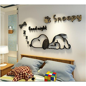 Mua Trang trí tường phòng ngủ 3D Snoopy Goodnight Lớn (đen) (1 3x0 67)m