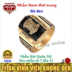 NHẪN NAM INOX MẠ VÀNG SƯ TỬ 1973 ĐÁ ĐEN CAO CẤP | NHẪN SƯ TỬ 1973 - N010B