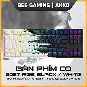Bàn phím cơ AKKO chính hãng 5087 RGB - Black / White (Hotswap / ASA Profile / Foam tiêu âm) - Hàng chính hãng