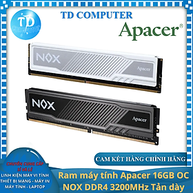 Ram máy tính Apacer 16GB OC NOX DDR4 3200MHz Tản dày [TRẮNG/ĐEN] - Hàng chính hãng NetWork Hub phân phối