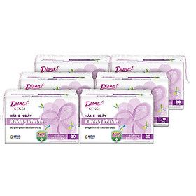 Combo 6 gói Băng vệ sinh Diana Hàng ngày kháng khuẩn 20 miếng