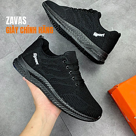Giày Thể Thao Nam Màu Đen, Sneaker Nam Màu Đen,  Đế Êm, Nhẹ Thoáng Khí S355 - 42