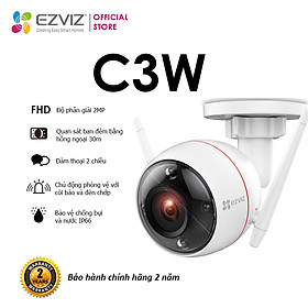 Camera EZVIZ C3W 1080P, WI-FI Không Dây, IP66 Ngoài Trời, 2 Ăng Ten Kết Nối WI-FI Mạnh Mẽ, Quan Sát Ban Đêm 30m, Báo Động Với Đèn Báo và Còi Hú-Hàng chính hãng