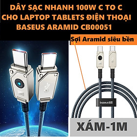 Dây sạc nhanh 100W C to C cho laptop macbook điện thoại siêu bền Baseus Aramid CB000051 _ hàng chính hãng