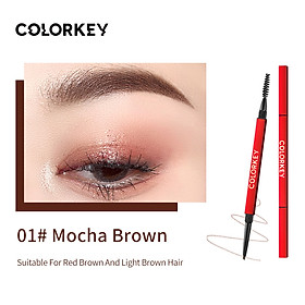 Colorkey Dual-ended Eyebrow Pencil with Brush Waterproof Long-lasting Natural Eyebrow Pen Eye Makeup -Red tube