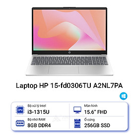 Mua Laptop HP 15 fd0306TU A2NL7PA (Core i3 1315U/ 8GB/ 256GB SSD/ 15.6 inch FHD/ Win11/ Silver) - HÀNG CHÍNH HÃNG