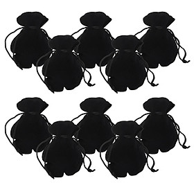 Flannelette Bags Jewelry Pouch Drawstring Gift Candy Bag 10PCS Black