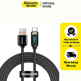 Cáp Sạc Nhanh Baseus Display Fast Charging Data Cable USB to Type-C 66W CASX -Hàng chính hãng - 1m - Đen