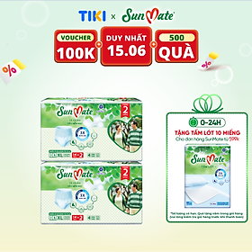 [Mẫu mới] Combo 2 Tã quần SunMate siêu mềm mại G1 mới size XL-14+2 miếng