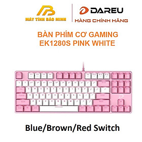 Bàn phím cơ Gaming DAREU EK1280s Pink-White - Hàng Chính Hãng