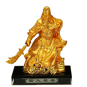 Tượng Quan Công trang trí taplo ô tô và bàn làm việc A72505: Kích thước: 95×125MM, Chất liệu Hợp kim đồng và pha lê