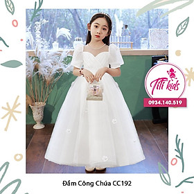 Đầm Váy Công Chúa Cho Bé Gái Trắng Hoa Rơi Dài CC192