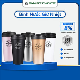 Bình Nước Giữ Nhiệt Inox SmartChoice Cốc Giữ Nhiệt Cafe 500ml Bình Nước Giữ Nhiệt Có Quai Xách Tiện Lợi, 5 Màu Thời Trang