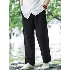 Quần dài nam chất linen cao cấp, quần suông trơn nam phù hợp  mọi lứa tuổi, có chun rút eo