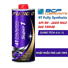 Dầu Nhớt Xe Máy Tổng Hợp Toàn Phần 10W40 BCP Super 1 Thái Lan 1L