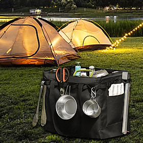 Outdoor Picnic Storage Bag Handbag Versatile Utility Carry Bag Practical Water Abrasion Resistant for Family Hiking Portable Oxford Cloth