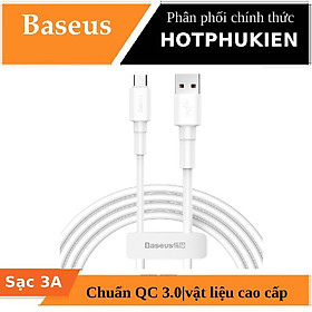 Dây cáp sạc nhanh 3A chuẩn QC 3.0 USB-A to Type-C hiệu Baseus Mini White cho điện thoại / máy tính bảng / iPad Type C trang bị chip sạc thông minh, tốc độ truyền tải dữ liệu tốc độ cao 480Mbps - hàng nhập khẩu