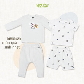 Combo SN01 món quà tặng sinh nhật cho các bé yêu màu sắc xinh xắn Boube, Vải cotton organic thoáng mát - Size 9-18M