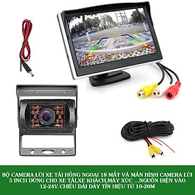 Mua Bộ Camera Lùi Xe Tải Hồng Ngoại 18 Mắt Và Màn Hình Camera Lùi LCD 5 Inch Nguồn Điện 12-24V